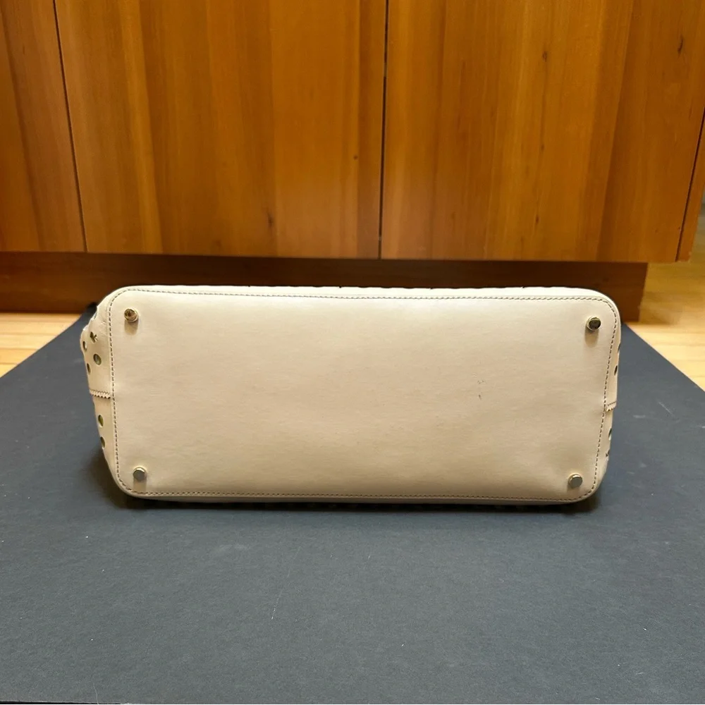 NWOT Kate Spade Large Cream & Neon Yellow Perforated Leather Tote +cloth dustbag - Picture 8 of 9